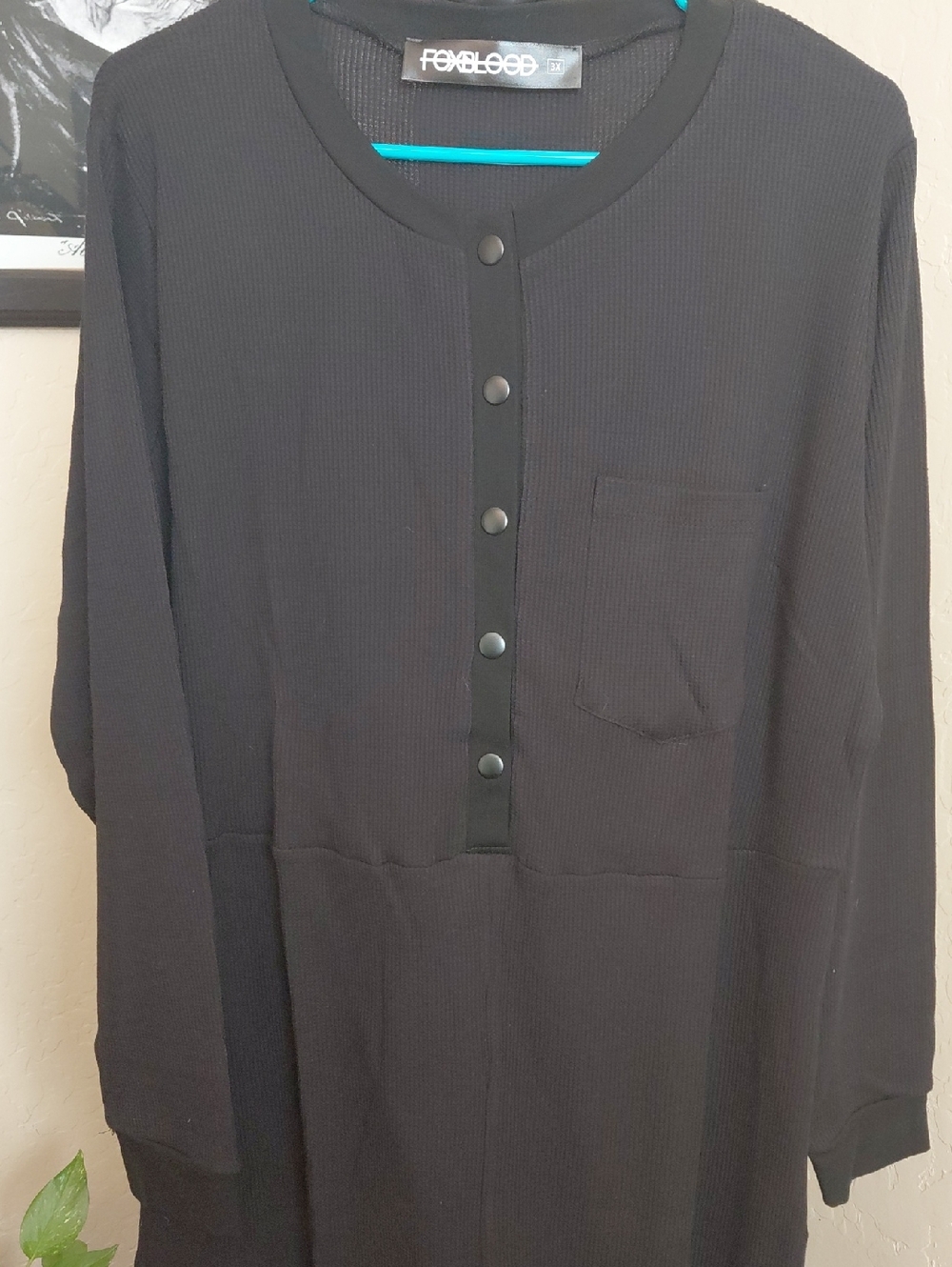 FOXBLOOD XXL BLACK LONG SLEEVE ROMPER SNAP CLOSURE IN FRONT